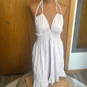 SHEIN Dusty Pink Smocked Halter Dress